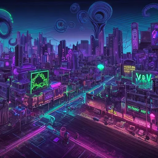 Prompt: lovecraftian style neon las vagas city
