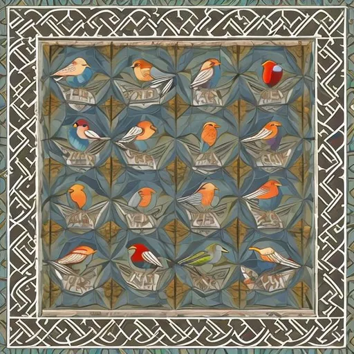 Prompt: tessellation of bird in the style of Greek Orthodox iconography