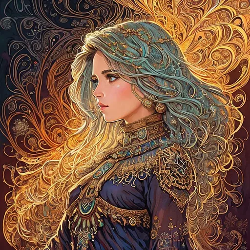 Prompt: enchanting and etheral, pixel art, pixiv, sticker of a full body picture of a Naomi Scott, long brown balayage fractal hair, highly detailed beautyfull face, banksy art, Kim Jung gi, freedom, soul, digital illustration, comic style, fantasy noir, approaching perfection, dynamic, highly detailed, tribal cueitl, watercolor painting, artstation, concept art, smooth, sharp focus, fractal illustration, art by Carne Griffiths and Wadim Kashin 