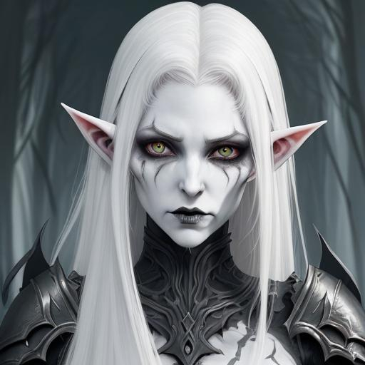 Character illustration of a sinister female elf reve...