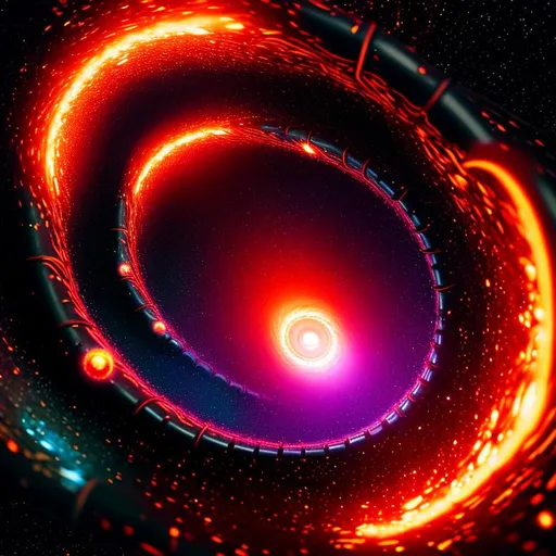 Prompt: A whirlpool of cosmic energy, a dark tunnel through the black hole, stars, cinematic, 4k, realism, psychedelic