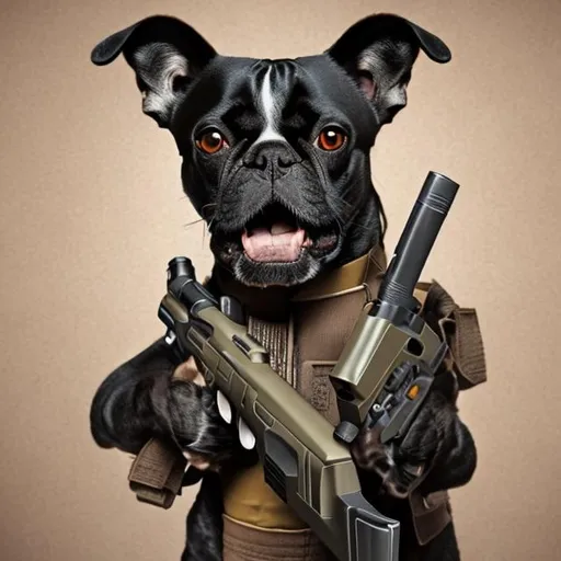 Prompt: dog with a gun
