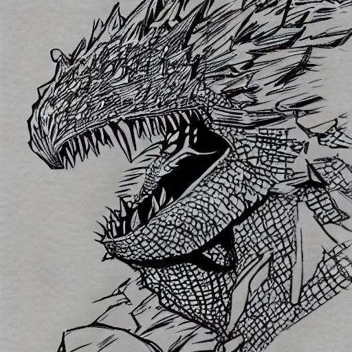 Prompt: heisei godzilla sketch art wallpaper