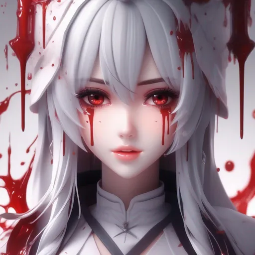 Prompt: 3d anime woman cute innocent covered in blood and beautiful pretty art 4k full HD