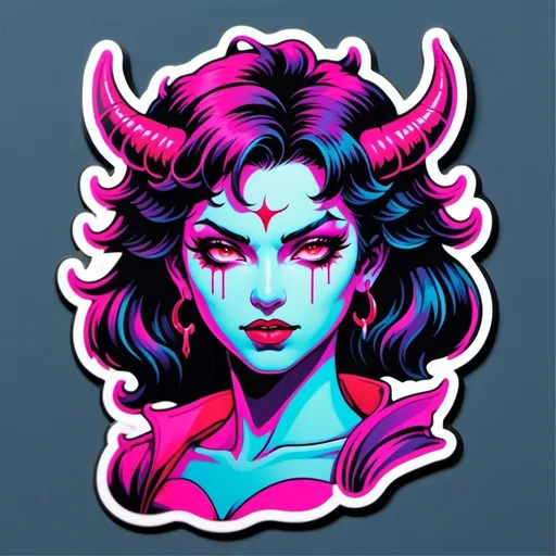 Prompt: beautiful female demon, hell, demonic, vaporwave, retro, neon, aesthetic, liminal, high quality, high definition, beautiful, dramatic lighting