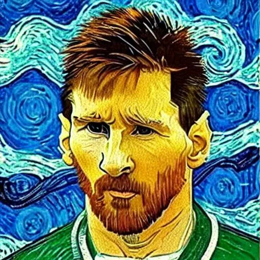 Prompt: Lionel Messi Van Gogh Style