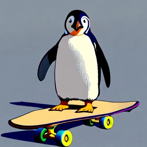 Prompt: skateboarding penguin


 


