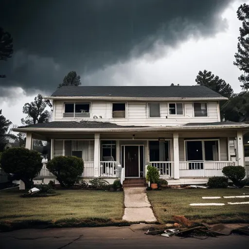 Prompt: As time was passing and the inside of the house got dirtier and dirtier. The house didn’t feel so good anymore with its new owners, but there was nothing she could do. They were continuing to make a mess day after day. Even the weather became sad and it started to rain, slowly drop by drop and becoming into a storm really fast.