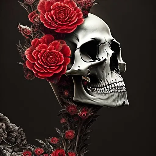 Floral Skull Gothic Flowers - DME.ARTS - Digital Art, Flowers, Plants, &  Trees, Flowers, Other Flowers - ArtPal