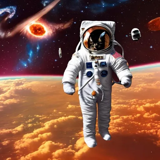 Prompt: CAt as an astronaut watching the sky
