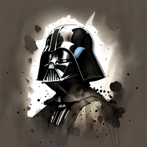 Prompt: Darth Vader Helmet, black watercolor