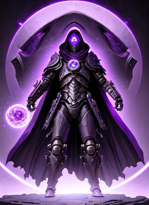 Prompt: portrait of warforged  warlock  with short, purple eyes, black cloak , in purple maitek background, D&D setting,  perfect composition, hyperrealistic, super detailed, 8k, high quality, trending art, trending on artstation, sharp focus, studio photo, intricate details, highly detailed, by greg rutkowski and alphonse mucha

