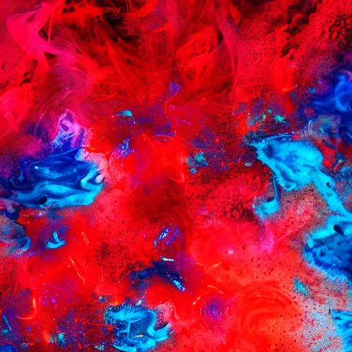 Prompt: abstract red tones and blue tones in flames