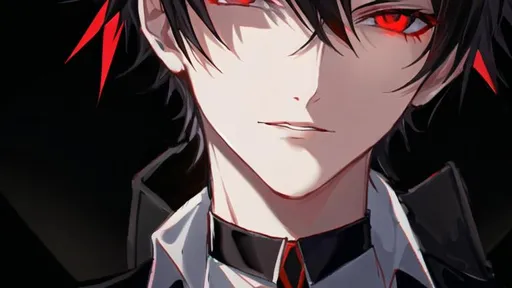 Prompt: Damien (male, short black hair, red eyes)