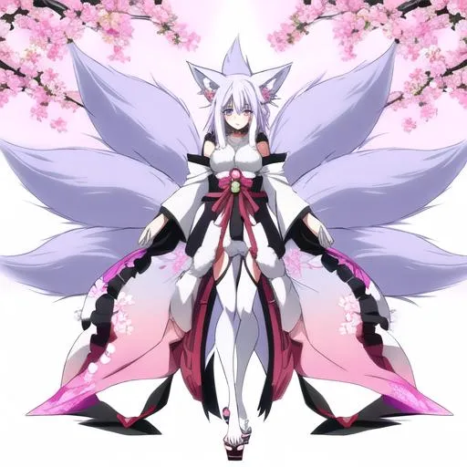 Prompt: anime  of a {character}, anime eyes, beautiful intricate fluffy, symmetrical, in unique anime style, concept art, digital painting, looking into camera,  pastel  flowers around  kitsune demon fox adorable furry sketch full body