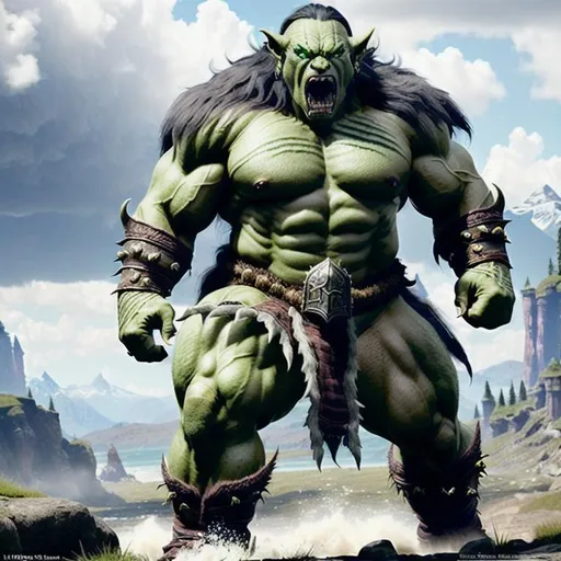 Prompt: An ultra-photorealistic, extremely detailed, high quality, UHD, 8k fantasy full body image of a strong, angry orc with fierce eyes.