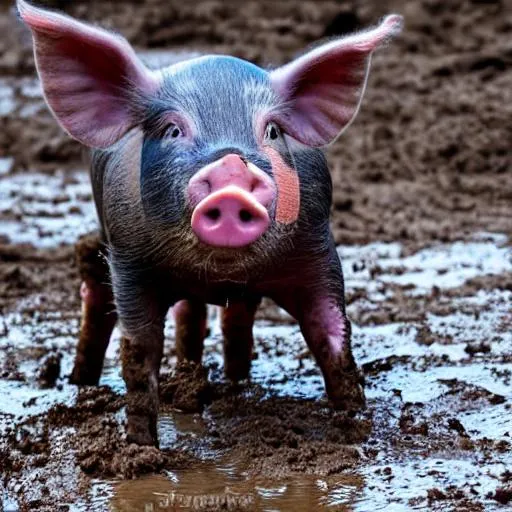 Prompt: a pig in the mud