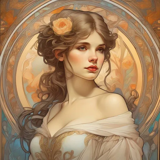 Prompt: alfons mucha style painting of a beautiful girl, highly detailed, masterpiece, elaborate background, accurate detailed faces, accurate hands, beauty and the beast