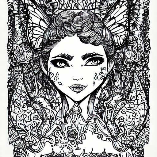 Fairy Woman, Premium Coloring Page for Adults, Dark... | OpenArt