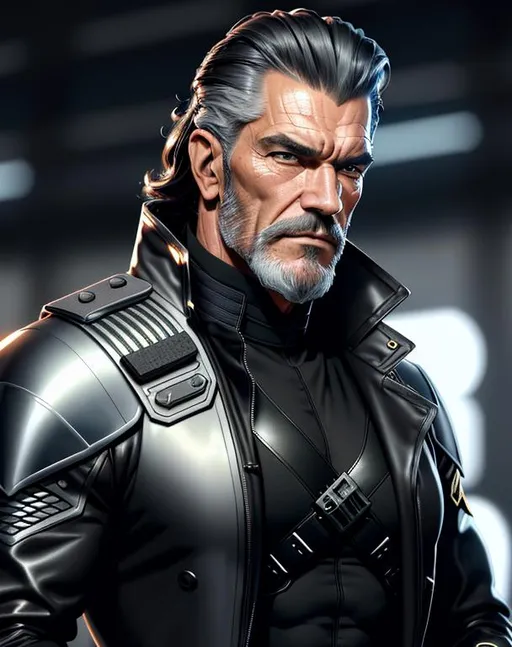 Prompt: perfect composition, bearded goatee {75 year old}, lean and muscular {gigachad Antonio Banderas}, {wearing futuristic trench coat and police gear}, extra masculine, peak fitness, determined expression, 8k eyes, detailed face, wlop, stanley artgerm lau, artstation, hd, octane render, hyperrealism intricate details, 8k, cinematic volumetric light, proportional, sharp focus, studio photo, intricate details, highly detailed, intricate artwork masterpiece, ominous, intricate, epic, trending on artstation, highly detailed, vibrant, production cinematic character render, ultra high quality model, 