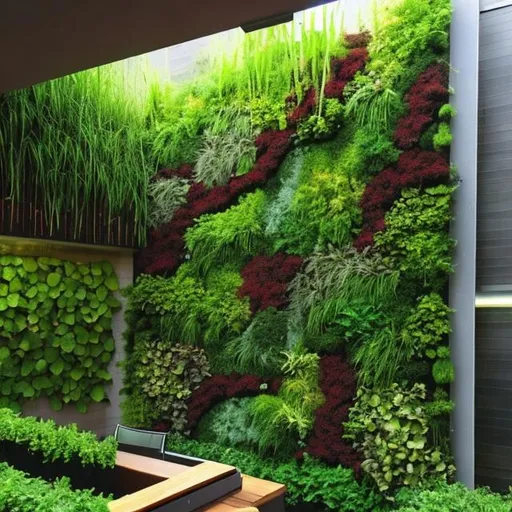 Prompt: Make a landscape design with vertical garden 