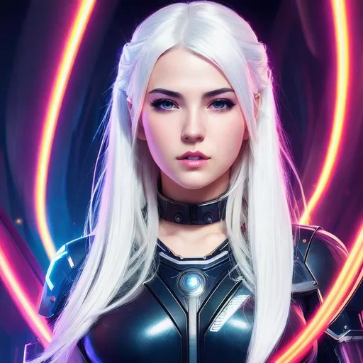 Prompt: High detailed portrait, digital art style, anime style, female 18 year, Nanomancer, soft jawline, futuristic world, neon scale, joytoy, long asymmetric white hair, cute face,  neon eye, art by Artgerm and Greg Rutkowski and Alphonse Mucha, award winning portrait and sharp focus, Photorealistic, sharp focus, highres, Hires correction, noir stylings, Mdjrny-v4 Style, strong, 4k, unreal engine, cleavage, sexy
highly detailed, beautiful lighting, light fog, 8k, trending on Artstation, professional, dramatic, illustration,  f/18,  4k, intricate, beautiful lighting, light fog, professional, dramatic, symmetrical