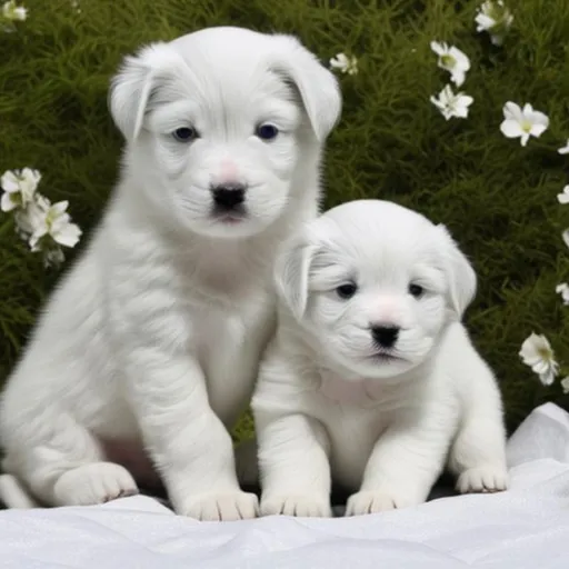Prompt: WHITE PUPPIES