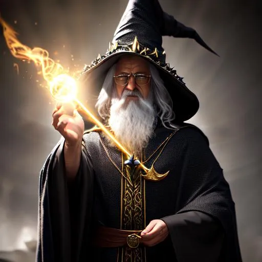 Prompt: A Wizard doing black magic, Highly Detailed, Hyperrealistic, sharp focus, Professional, UHD, HDR, 8K, Render, HD, Trending on ArtStation, Dark, Front view, Canon, 24mm, Sun rays, Grim, Bored, 
