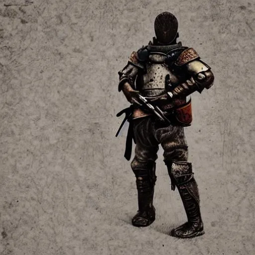 Prompt: a portrait of a man in armor holding an ak47 in a wasteland