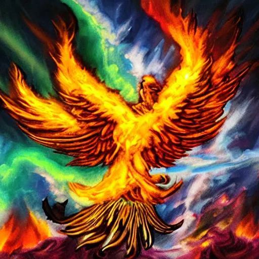 Prompt: Fire and ice phoenix