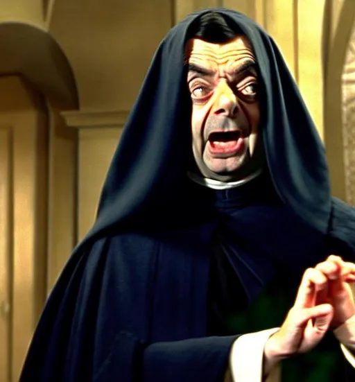 Prompt: Mr Bean as emperor palpatine
