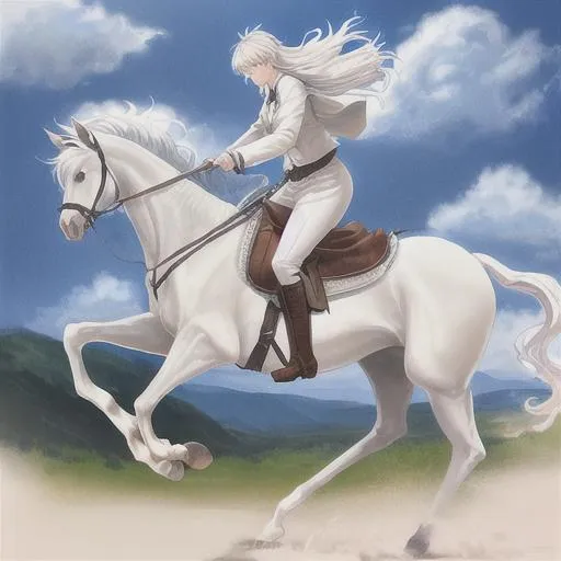 Prompt: wild white horse