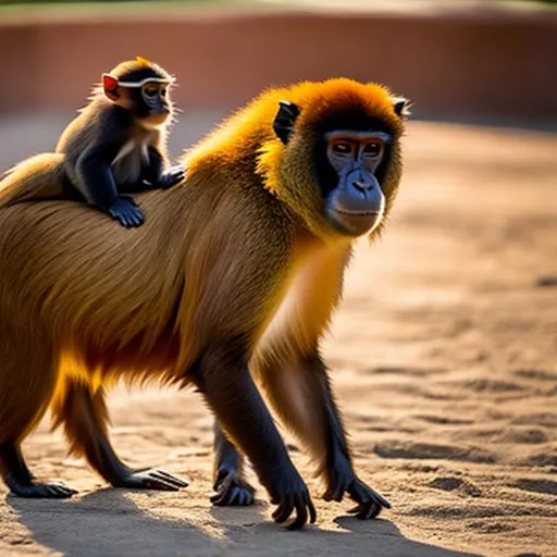 Prompt: A Monkey riding a capybara