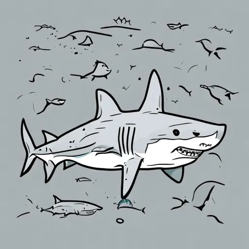 Prompt: shark, ocean, lineart, simple, doodle