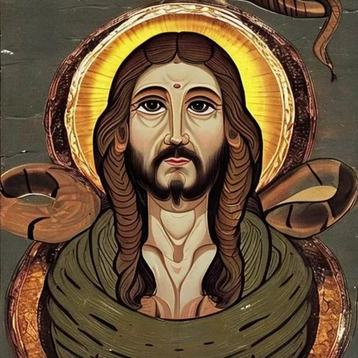 Prompt: actual photo of snake jesus, surprise me
