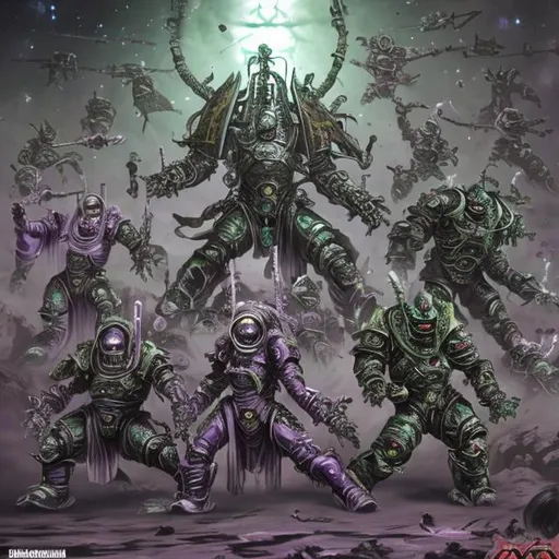 Prompt: Space ninja, Borg slaanesh nurgle kamen rider tokusatsu in the adaptus mechanicus cyborg cult, psyker