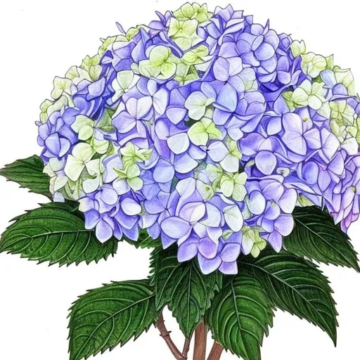 Prompt: 
Hydrangea drawing for coloring book 