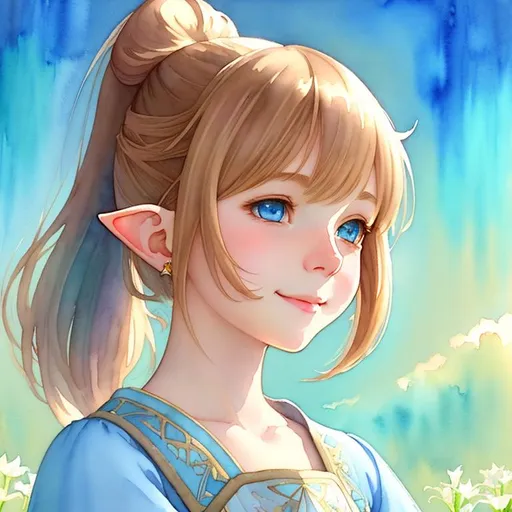 Watercolor portrait of a cute smiling female lalafel openart