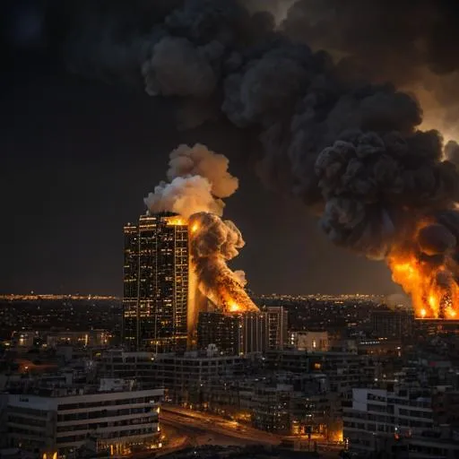 Prompt: UHD City in war-torn destruction and overgrowth dramatic lighting cinematic shots of skulls in smoke and fire in the streets. illusions of the human skull in the smoke and fire
 



