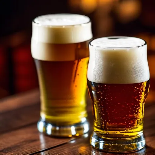 Prompt: two glasses of beer