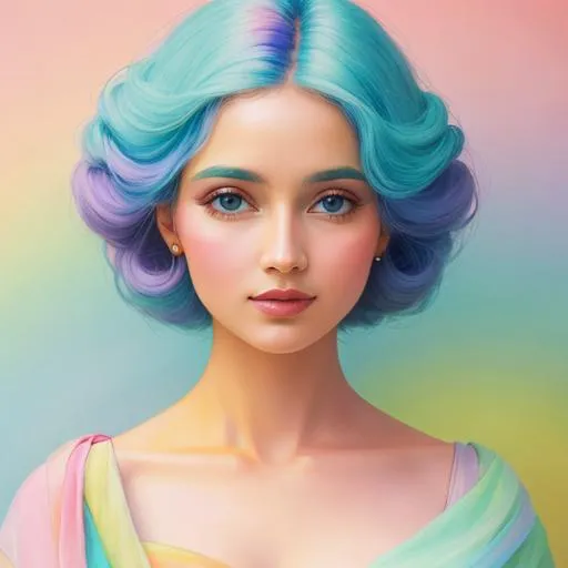 Prompt: an etherial woman in pastels
