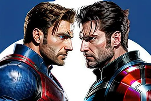 Prompt: Steve Rogers fight Wolverine X-Men in the future of Marvel Cinematic Universe, Steve Rogers Versus Wolverine X-Men