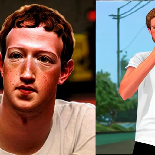 Prompt: Mark Zuckerberg as CJ from GTA San Andreas, white tanktop, player model, Ps2 game