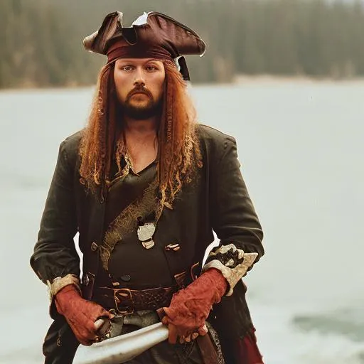 Prompt: a charging savage pirate
