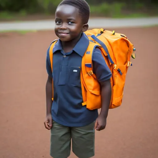 Prompt: African boy  child ready for school 