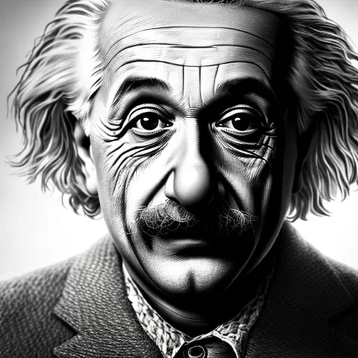 Prompt: Einstein , realistic face, high contrast, a cinematic scene directed by Alfred Hitchcock, rim lighting, high contrast, Canon EOS 5D Mark IV - --uplight --q 2 --v 4** - 