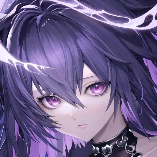 purple hair, long hair, Yatogami Tohka, Date A Live, Light Novel, purple  background, purple, anime girls, anime, edit, city, building, glowing eyes,  city lights, night, Japanese