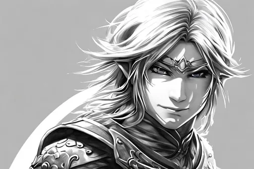 Prompt: black and white line drawing fantasy link