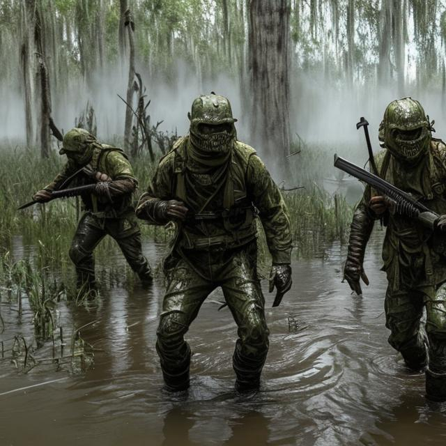 swamp warfare, brutal combat, modern