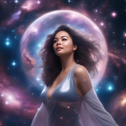 Prompt: extremely detailed body, highly realistic face and, hyper realistic, highly detailed full body form of a buxom woman, falling through space, galaxies, nebulas, stars